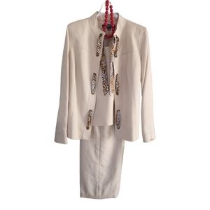 Vintage 90's Leopard Suit KASPER Ladies Blazer Jacket Pants Top Sz 12